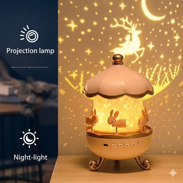 Carousel LED Night Light & Music Projector — Magical Bedtime Starry Sky for Kids