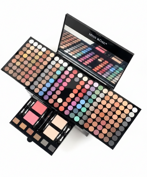All-in-One Blockbuster Makeup Palette – 180 Rich Pigment Shades + Powders & Blush for Endless Looks